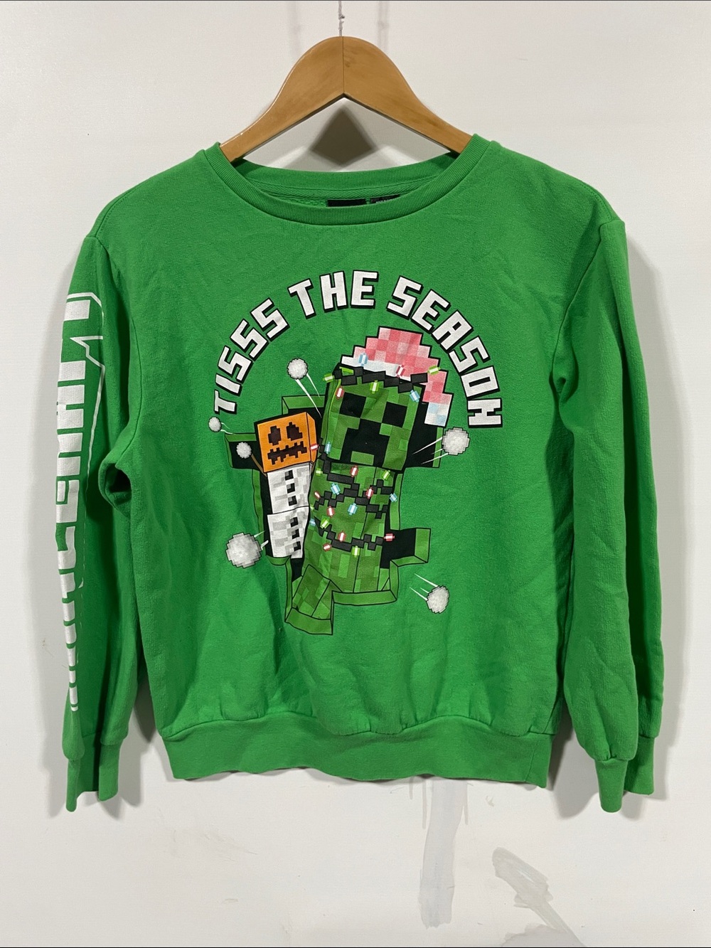 Kids Green 'Tisss The Season' Holiday Graphic Crewneck Hoodie